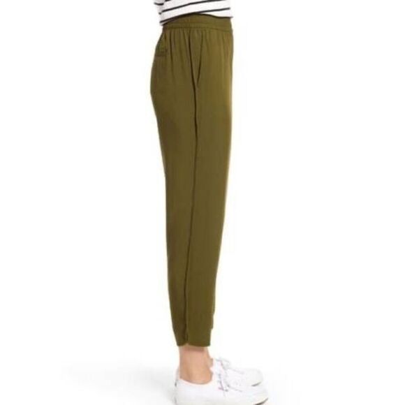 Madewell Dolphin Hem Track Trousers Pull-On Athleisure Pockets Green Small - Picture 2 of 14